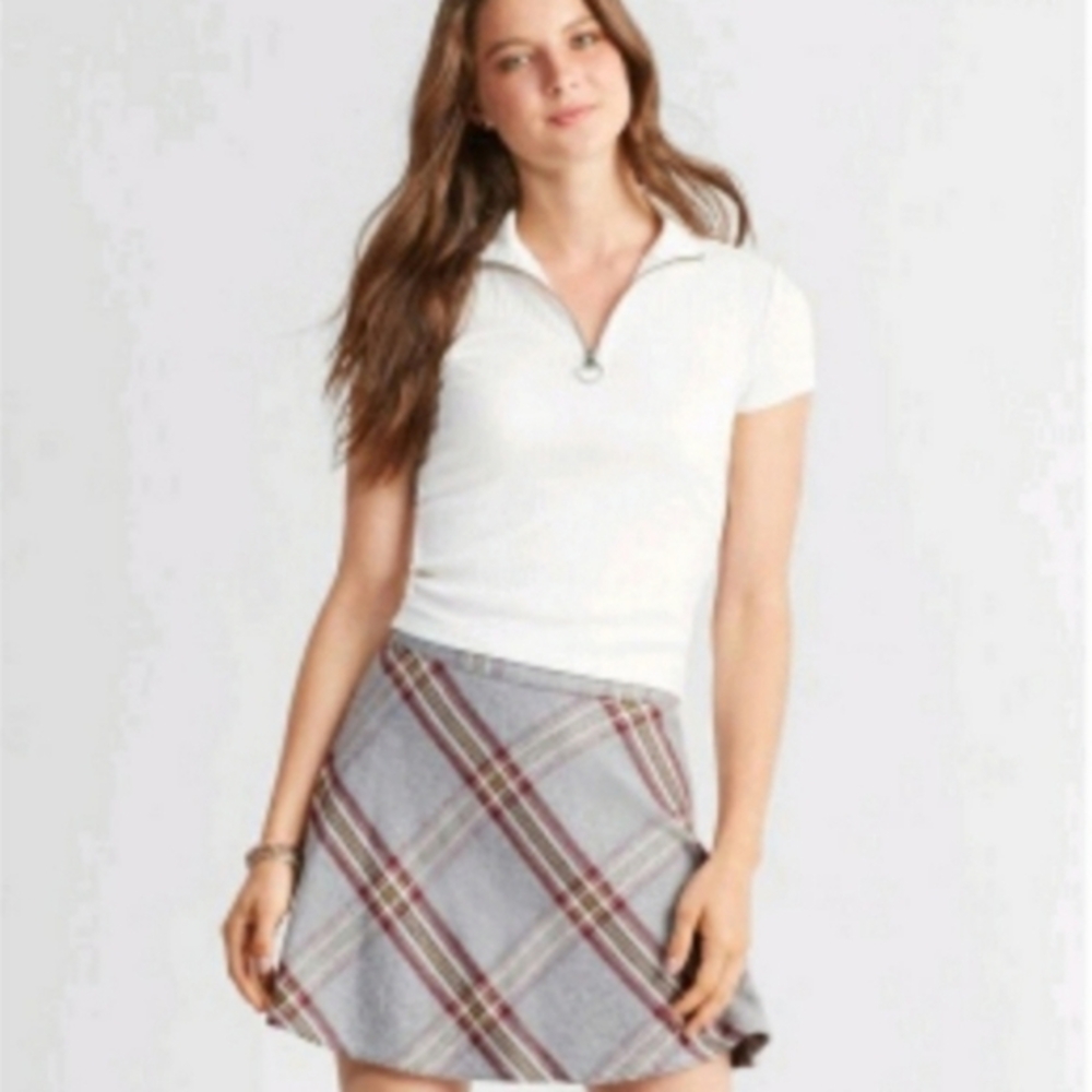 Prince & Fox Medium‎ gray plaid cotton mini skirt